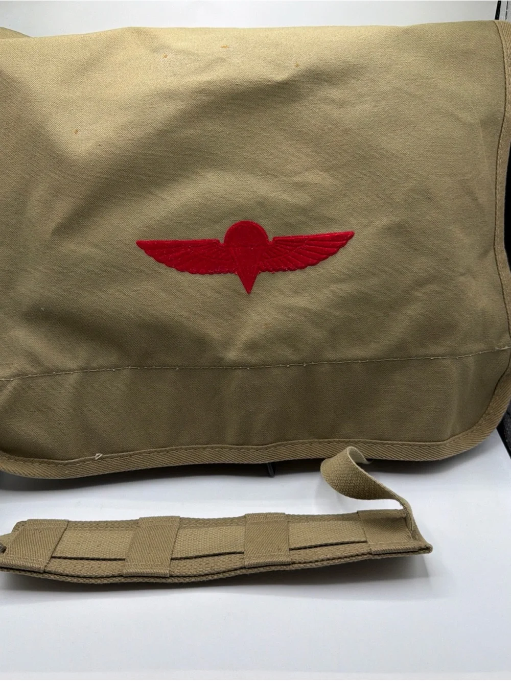 Vintage Banana Republic Khaki Cotton Israel Paratrooper Messenger Shoulder Bag